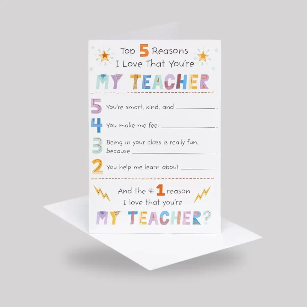 American Greetings Fill In The Blank Thank You Card for Teacher